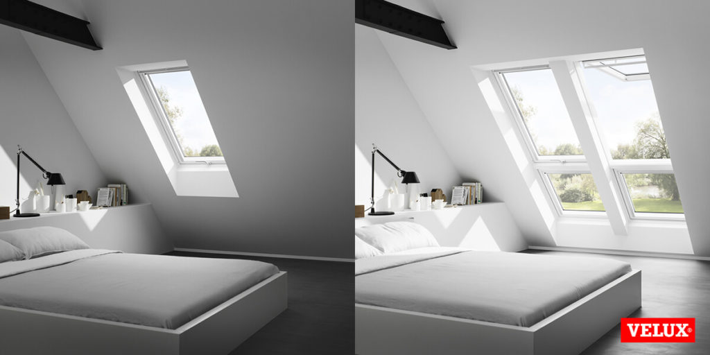 Avant/après chambre lumineuse avec double fenêtre
